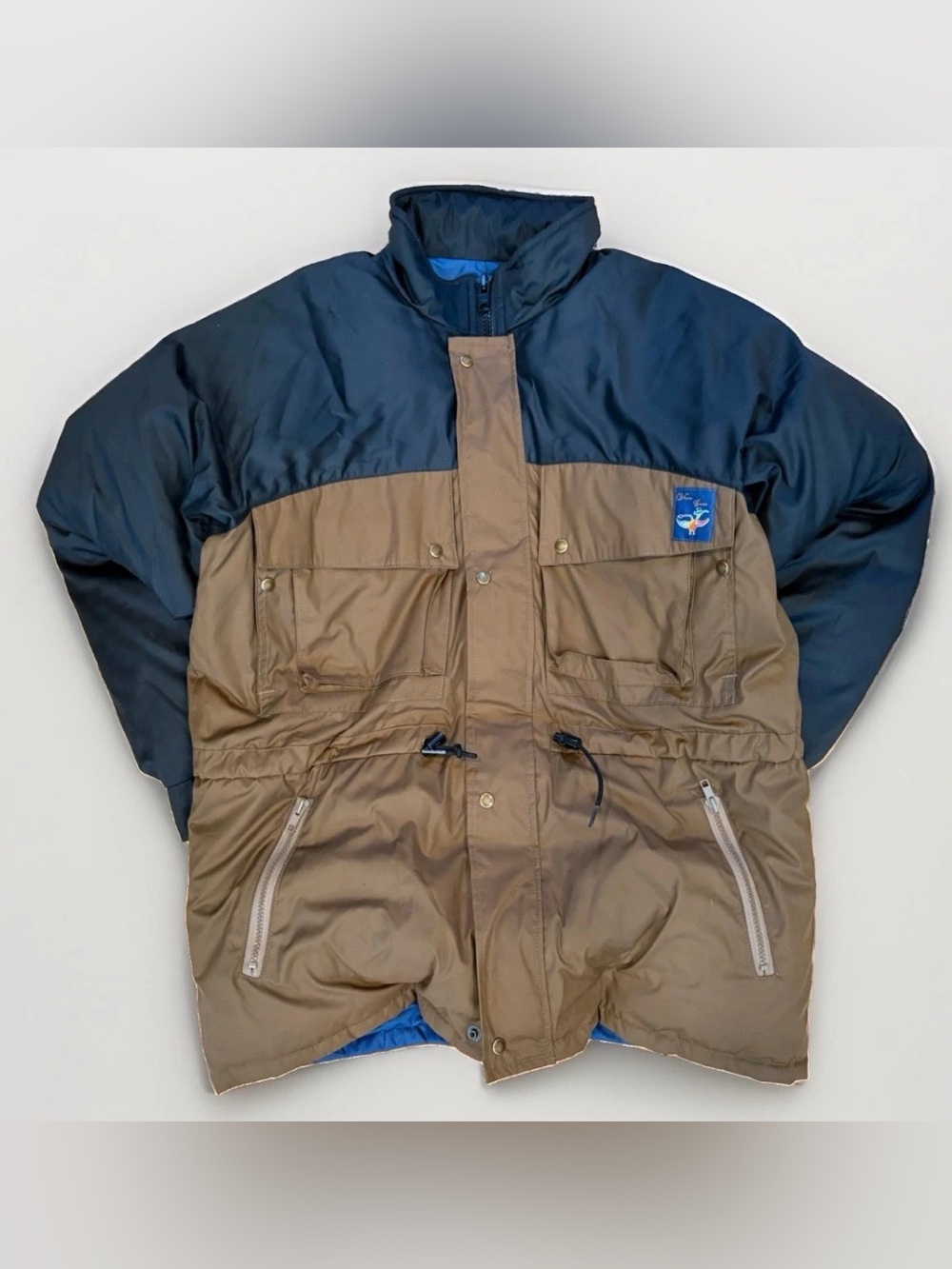 Vintage Snow Goose Down Utility Field Jacket Puffer Size 36/S CLEAN Rare Brown